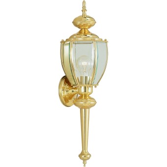 Lighting 2112-02 Outdoor Wall Lantern with Clear Beveled Glass Shades, Polished Brass