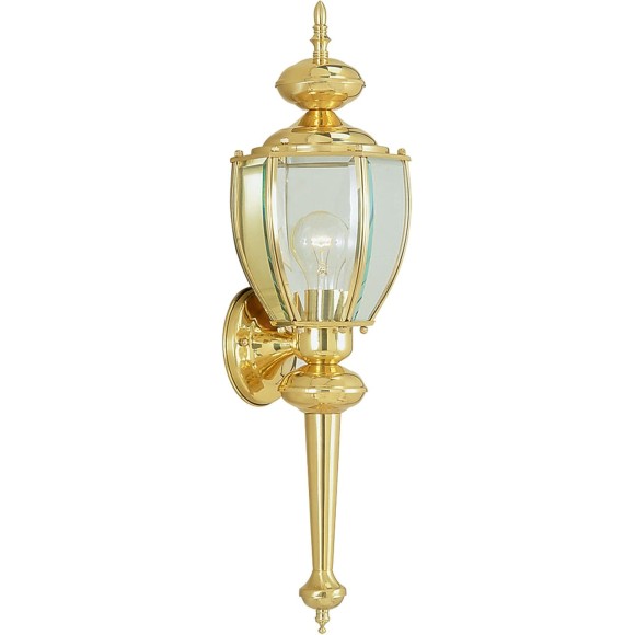 Lighting 2112-02 Outdoor Wall Lantern with Clear Beveled Glass Shades, Polished Brass
