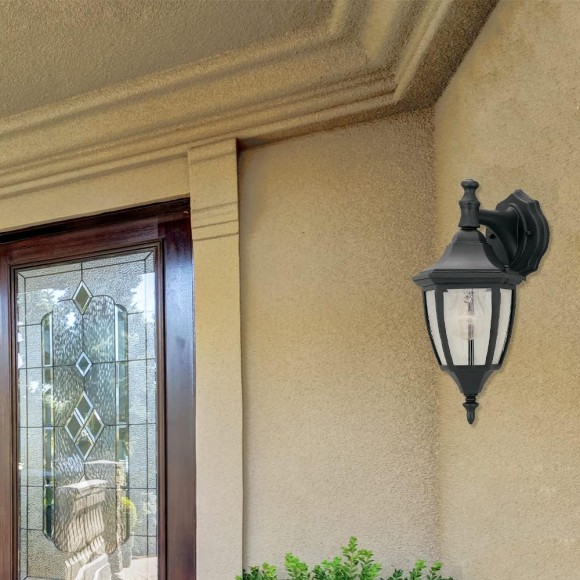Designers Fountain 2461-BK Today's Home Outdoor Wall Lantern Sconce, 14.25in H, Black