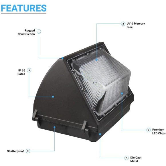 120W LED Wall Pack Light Fixtures, Commercial Security Lighting, 5700K Cool White, 16200 Lumens, IP65 Waterproof Outdoor Wall Mount Flood Lights for Roadways, Warehouses, Building