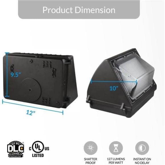 120W LED Wall Pack Light Fixtures, Commercial Security Lighting, 5700K Cool White, 16200 Lumens, IP65 Waterproof Outdoor Wall Mount Flood Lights for Roadways, Warehouses, Building