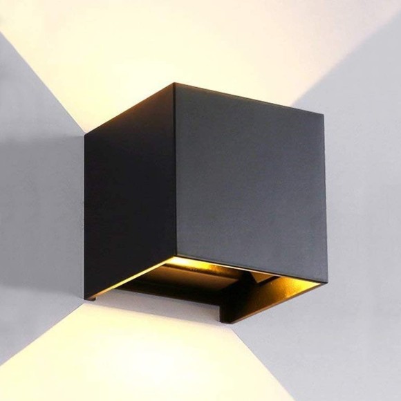 LED Aluminum Waterproof Outdoor Wall sconce, Outdoor Wall Light 6W 100-277V 3000K Outdoor Cube Square Wall Light Warm Light 2 LEDS Black 6W Outside Wall Lights for House Patio