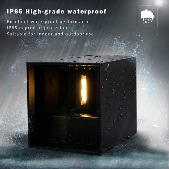 LED Aluminum Waterproof Outdoor Wall sconce, Outdoor Wall Light 6W 100-277V 3000K Outdoor Cube Square Wall Light Warm Light 2 LEDS Black 6W Outside Wall Lights for House Patio