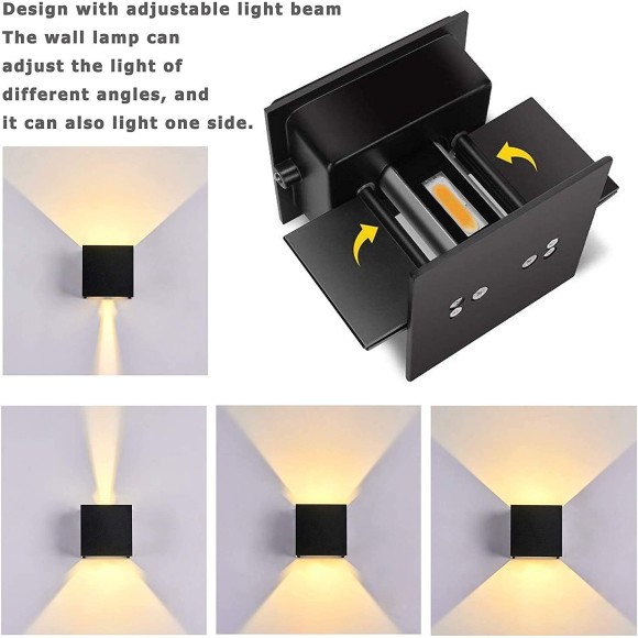 LED Aluminum Waterproof Outdoor Wall sconce, Outdoor Wall Light 6W 100-277V 3000K Outdoor Cube Square Wall Light Warm Light 2 LEDS Black 6W Outside Wall Lights for House Patio