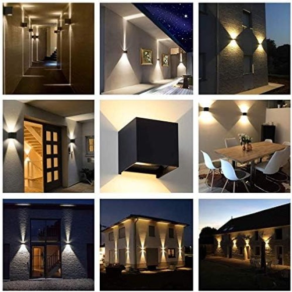 LED Aluminum Waterproof Outdoor Wall sconce, Outdoor Wall Light 6W 100-277V 3000K Outdoor Cube Square Wall Light Warm Light 2 LEDS Black 6W Outside Wall Lights for House Patio