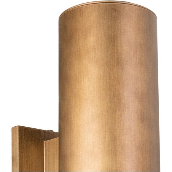 Chiasso Modern Outdoor Porch Light, 5" W x 14.25" H 2-Light Gold Brass Cylinder Wall Sconce, Up and Down Wall Light for Porch, Patio, Deck, or Front Door