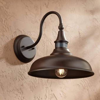 Gough Rustic Farmhouse Outdoor Barn Light Fixture Bronze 12 1/2" Motion Sensor for Exterior House Porch Patio Outside Deck Garage Yard Front Door Garden Home