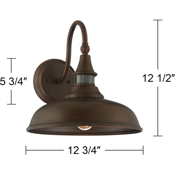 Gough Rustic Farmhouse Outdoor Barn Light Fixture Bronze 12 1/2" Motion Sensor for Exterior House Porch Patio Outside Deck Garage Yard Front Door Garden Home