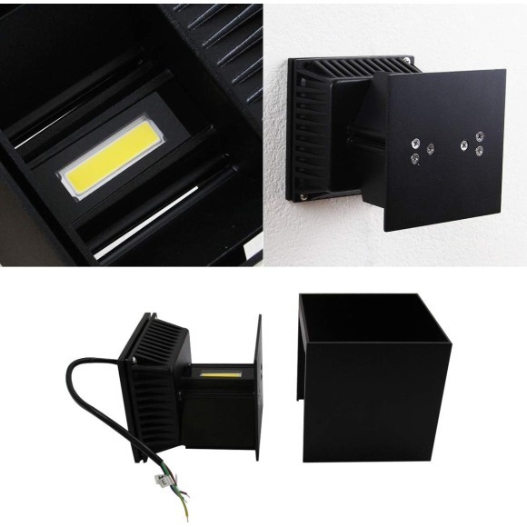 Outdoor LED Wall Light Porch Sconce 20W Black Modern Waterproof Up and Down Adjust White Light 4000K Hallway Wall Lamp