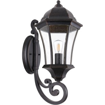 Large Outdoor Wall Light Fixture for Porch, Bronze Aluminum Exterior Door Lantern Light with Wall Mount Outside Wall Sconce with Clear Seeded Glass