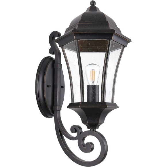 Large Outdoor Wall Light Fixture for Porch, Bronze Aluminum Exterior Door Lantern Light with Wall Mount Outside Wall Sconce with Clear Seeded Glass