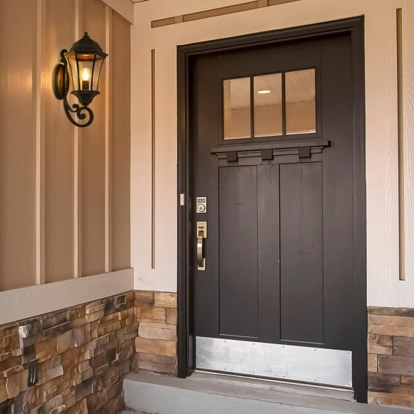 Large Outdoor Wall Light Fixture for Porch, Bronze Aluminum Exterior Door Lantern Light with Wall Mount Outside Wall Sconce with Clear Seeded Glass