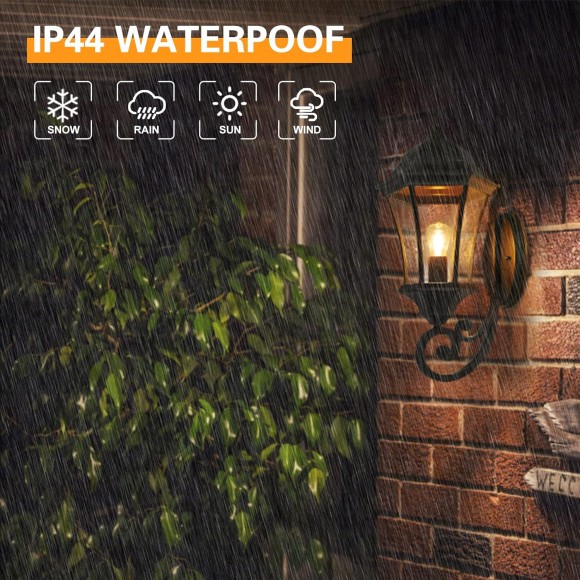 Large Outdoor Wall Light Fixture for Porch, Bronze Aluminum Exterior Door Lantern Light with Wall Mount Outside Wall Sconce with Clear Seeded Glass