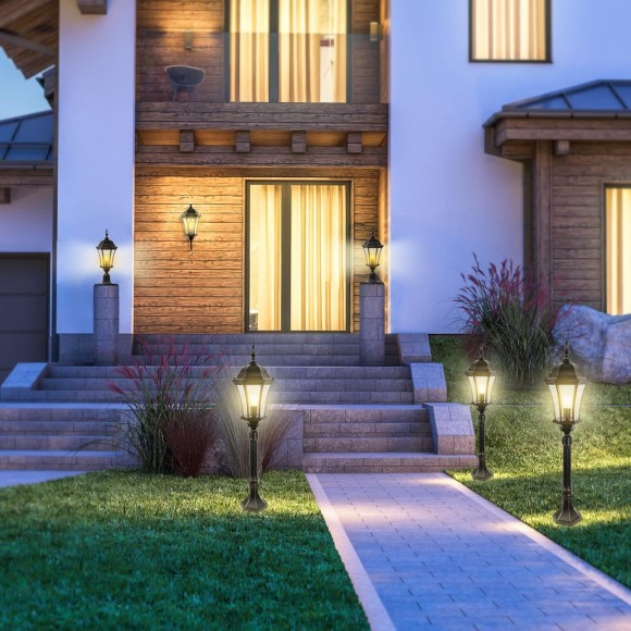 Large Outdoor Wall Light Fixture for Porch, Bronze Aluminum Exterior Door Lantern Light with Wall Mount Outside Wall Sconce with Clear Seeded Glass