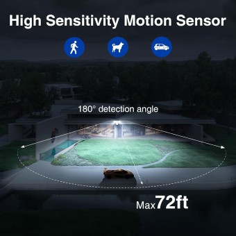 LED Security Lights, Motion Sensor Outdoor Light, Motion Detector Flood Light, 20W 2000LM, 5000K, IP65 Waterproof, Adjustable 2 Head for Garage, Yard, Porch