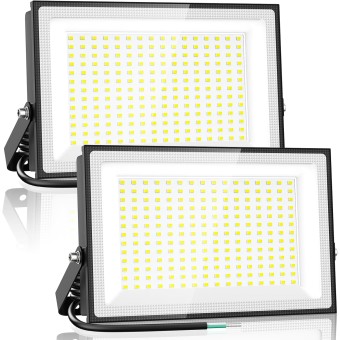 200W LED Flood Light Outdoor, 18000LM Bright Security Light, IP66 Waterproof Outdoor LED Lights, 6500K Daylight White Floodlight for Garage, Yard, Garden, Stadium, Playground, Arena(2 Pack)