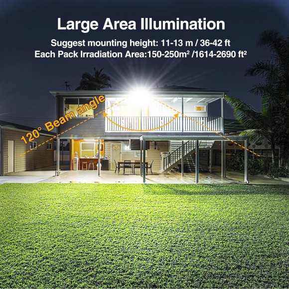 200W LED Flood Light Outdoor, 18000LM Bright Security Light, IP66 Waterproof Outdoor LED Lights, 6500K Daylight White Floodlight for Garage, Yard, Garden, Stadium, Playground, Arena(2 Pack)