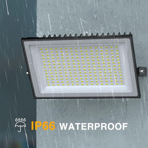 200W LED Flood Light Outdoor, 18000LM Bright Security Light, IP66 Waterproof Outdoor LED Lights, 6500K Daylight White Floodlight for Garage, Yard, Garden, Stadium, Playground, Arena(2 Pack)