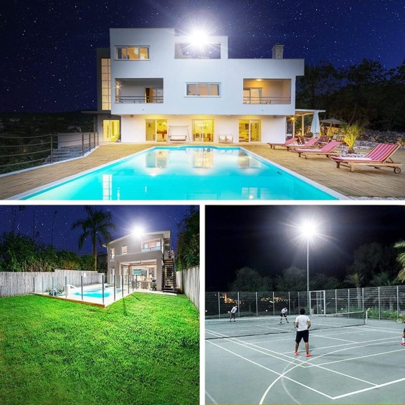 200W LED Flood Light Outdoor, 18000LM Bright Security Light, IP66 Waterproof Outdoor LED Lights, 6500K Daylight White Floodlight for Garage, Yard, Garden, Stadium, Playground, Arena(2 Pack)