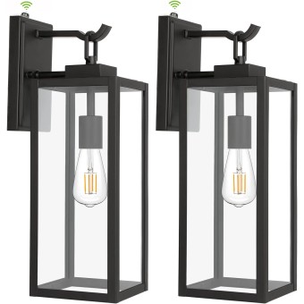 Large Size Outdoor Wall Lanterns, 18 Inch Outdoor Wall Light Fixtures, Matte Black Porch Lights, Exterior Wall Lighting, Anti-Rust Architectural Outdoor Sconces, ETL Listed, 2 Pack