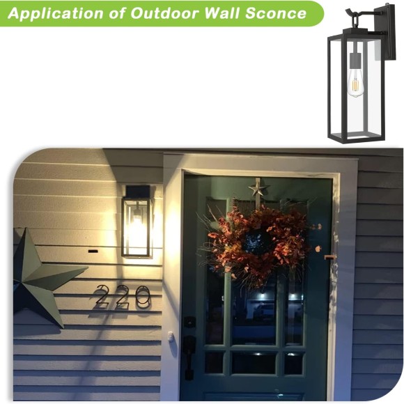 Large Size Outdoor Wall Lanterns, 18 Inch Outdoor Wall Light Fixtures, Matte Black Porch Lights, Exterior Wall Lighting, Anti-Rust Architectural Outdoor Sconces, ETL Listed, 2 Pack