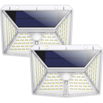 2 Pack of 98 LED Led Solar Lights Outdoor Motion Sensor Lights Security Walkway Lights with 270° Wide Angle ,IP65 Waterproof, Easy-to-Install Security Lights for Front Door, Yard, Garage, Deck
