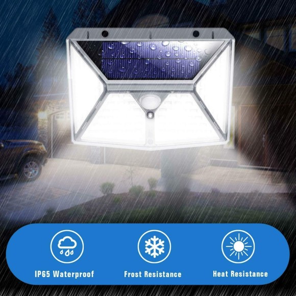 2 Pack of 98 LED Led Solar Lights Outdoor Motion Sensor Lights Security Walkway Lights with 270° Wide Angle ,IP65 Waterproof, Easy-to-Install Security Lights for Front Door, Yard, Garage, Deck