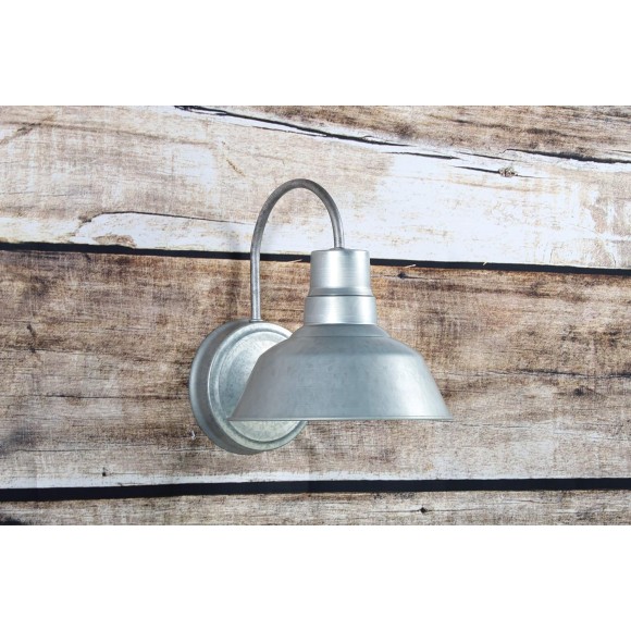 Galvanized Gooseneck LED Wall Sconce Barn Light Fixture - Industrial Antique Farmhouse Style - Vintage Patio Porch Wall Mount Light - Indoor/Outdoor - UL Listed - 9W 800lm Cool White (2PCK)
