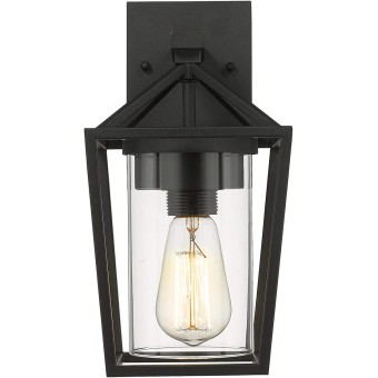 Outdoor Wall Lights 2 Pack, Exterior Wall Mounted Light Fixtures, Black Finish with Clear Glass, 20065B3-2PK