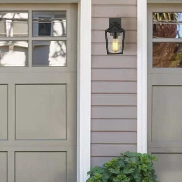 Outdoor Wall Lights 2 Pack, Exterior Wall Mounted Light Fixtures, Black Finish with Clear Glass, 20065B3-2PK