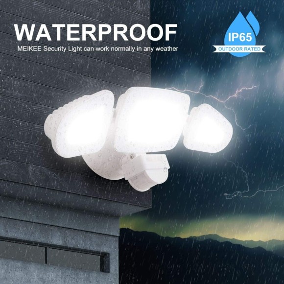 42W LED Security Lights Motion Sensor Light Outdoor Flood Light, 3600LM 5000K IP65 Waterproof, 3 Adjustable Heads Motion Detector Lights for Outside Garage Yard Garden Porch Entryways