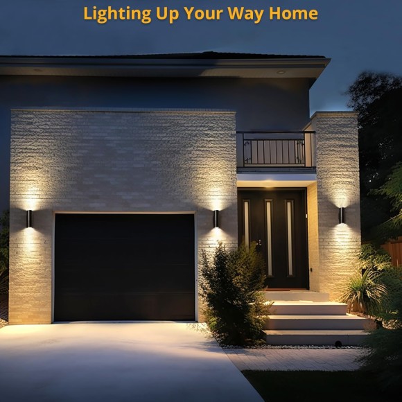 Outdoor Wall Light, Exterior Lighting, Matte Black Waterproof Wall Mount Cylinder Design, Up Down Light Fixture for Porch, Backyard and Patio, 1 PACK