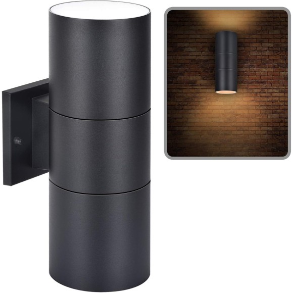 Outdoor Wall Light, Exterior Lighting, Matte Black Waterproof Wall Mount Cylinder Design, Up Down Light Fixture for Porch, Backyard and Patio, 1 PACK