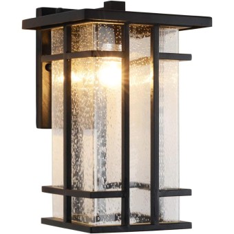 Rustic Outdoor Wall Light Fixture 13.8"H Waterproof Exterior Wall Sconces Black Metal with Clear Seeded Glass Shade Outdoor Wall Lantern for Exterior House Patio Porch,Entryway,Garage Wall Lamps
