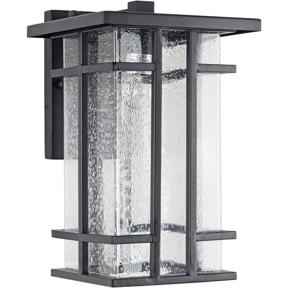 Rustic Outdoor Wall Light Fixture 13.8"H Waterproof Exterior Wall Sconces Black Metal with Clear Seeded Glass Shade Outdoor Wall Lantern for Exterior House Patio Porch,Entryway,Garage Wall Lamps
