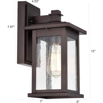 2 Pack Oil Rubbed Bronze Outdoor Light Fixtures, 12 Inch Exterior Wall Lighting with Clear Seedy Glass Shades, Waterproof Outside Light Fixtures for House, Porch, Entryway, Patio, Garage