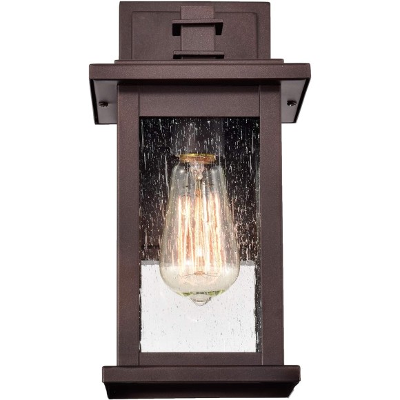 2 Pack Oil Rubbed Bronze Outdoor Light Fixtures, 12 Inch Exterior Wall Lighting with Clear Seedy Glass Shades, Waterproof Outside Light Fixtures for House, Porch, Entryway, Patio, Garage
