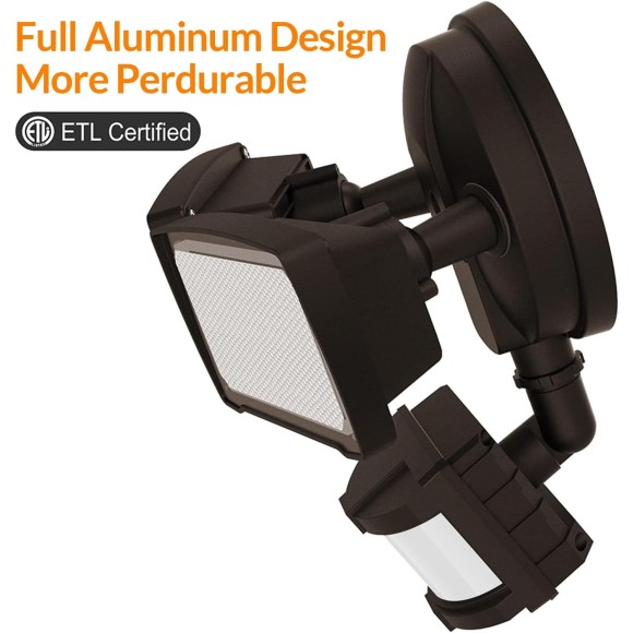28W LED Security Lights Motion Sensor Light Outdoor, 3000LM Motion Security Light, 5500K, IP65 Waterproof, 2 Head Motion Detector Flood Light for Garage, Yard, Porch, Brown (NOT Solar Powered)