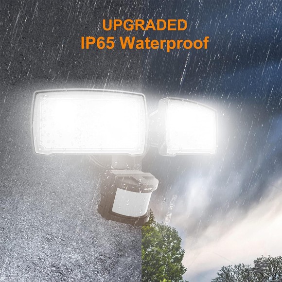 28W LED Security Lights Motion Sensor Light Outdoor, 3000LM Motion Security Light, 5500K, IP65 Waterproof, 2 Head Motion Detector Flood Light for Garage, Yard, Porch, Brown (NOT Solar Powered)