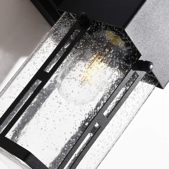 2-Pack Wall Sconces, Modern Porch Light with Bubble Glass, Outdoor Wall Lamp, ETL Listed, Exterior Waterproof Wall Mounted Light Fixture for Entryway, Garage, Matte Black