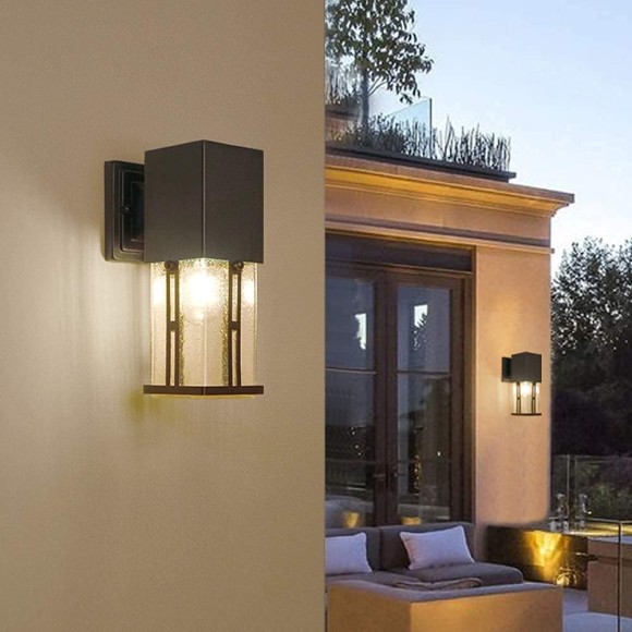 2-Pack Wall Sconces, Modern Porch Light with Bubble Glass, Outdoor Wall Lamp, ETL Listed, Exterior Waterproof Wall Mounted Light Fixture for Entryway, Garage, Matte Black