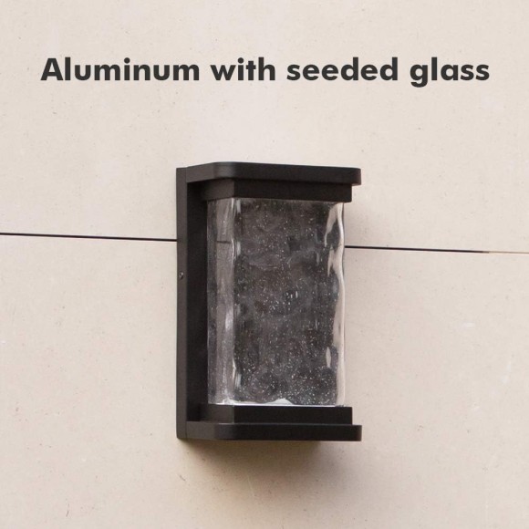 1000 Lumen Outdoor LED Wall Light Fixture, Porch Light Wall Sconce with Seeded Glass, Matte Black Wall Lantern Exterior Lighting for House Backyard Patio, 3000K