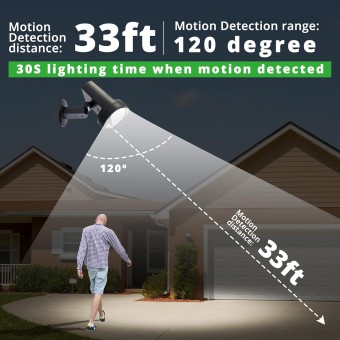 Solar Motion Sensor Outdoor Light, 2 Modes Solar Powered Wall Lights, IP65 Waterproof LED Security Lights, Adjustable Wireless Spotlight for Yard, Patio, Garage, Garden, Fence, Porch (Cold White)