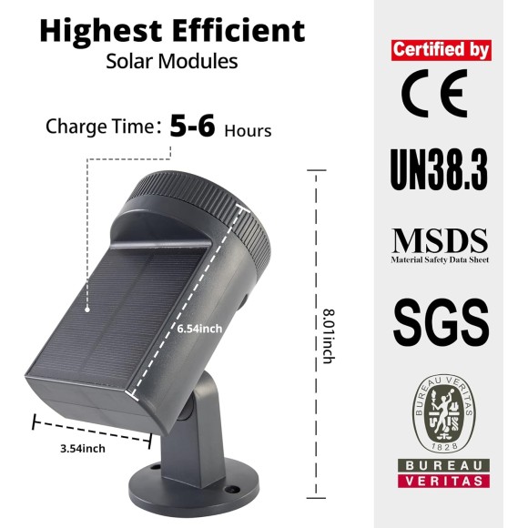 Solar Motion Sensor Outdoor Light, 2 Modes Solar Powered Wall Lights, IP65 Waterproof LED Security Lights, Adjustable Wireless Spotlight for Yard, Patio, Garage, Garden, Fence, Porch (Cold White)