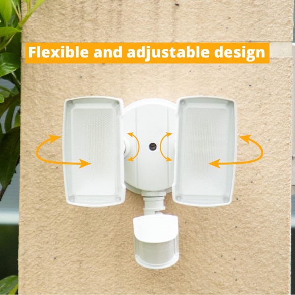 19W LED Security Lights Motion Sensor Light Outdoor, 2000LM Motion Flood Light, 5000K, IP65 Waterproof, 2 Adjustable Head Motion Detector Security Light for Exterior,Outside,Garage,Yard(White)