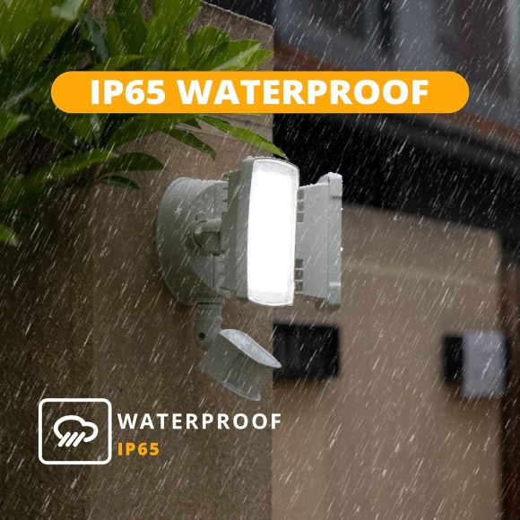 19W LED Security Lights Motion Sensor Light Outdoor, 2000LM Motion Flood Light, 5000K, IP65 Waterproof, 2 Adjustable Head Motion Detector Security Light for Exterior,Outside,Garage,Yard(White)