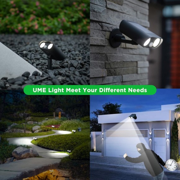 2 Pack Solar Spot Lights Outdoor with Motion Sensor, IP68 Waterproof LED Solar Powered Landscape Spotlight 2-in-1, 3 Modes Landscaping Lighting for Garden Yard Driveway Porch Pool,Cold White