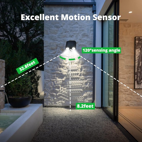 2 Pack Solar Spot Lights Outdoor with Motion Sensor, IP68 Waterproof LED Solar Powered Landscape Spotlight 2-in-1, 3 Modes Landscaping Lighting for Garden Yard Driveway Porch Pool,Cold White