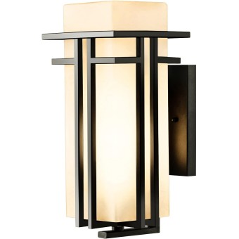 Outdoor Wall Light Fixtures Wall Mount, 1-Light 15.35''H Black Exterior Wall Sconce Porch Lantern with Die-Casting Aluminum Frosted Glass for Outside House Lighting(Large)