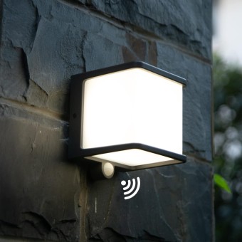 Solar Motion Sensor Outdoor LED Wall Light, IP65 Waterproof Modern Wall Sconce, 4000K, 500LM, 120° Sensing Angle, Wireless Fence Lights Decorative for Porch, Patio, Garden